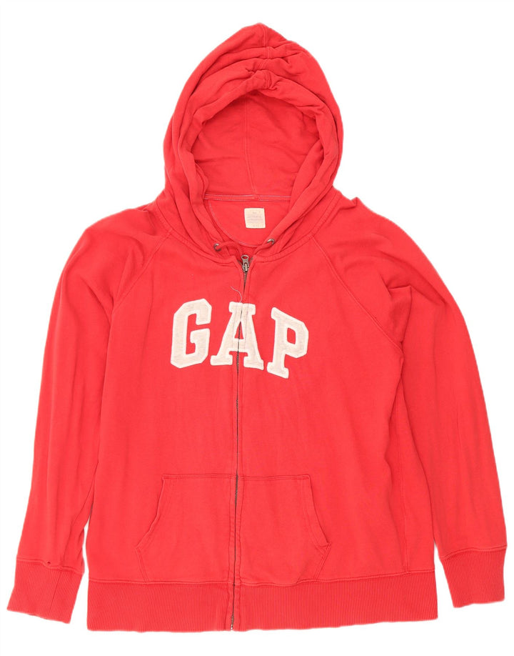 Felpa con cappuccio e zip grafica da uomo Gap XL in cotone rosso
