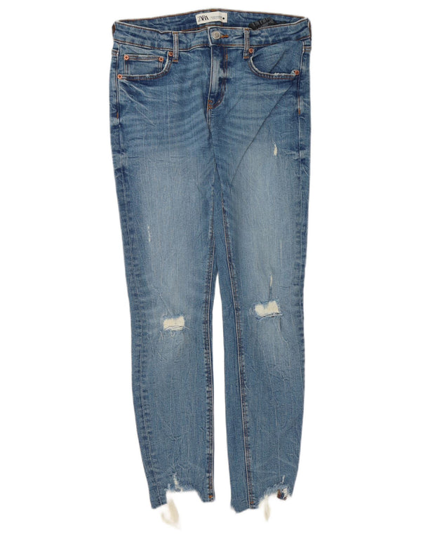 Jeans skinny effetto invecchiato da donna Zara EU 40 medio W30 L28 cotone blu