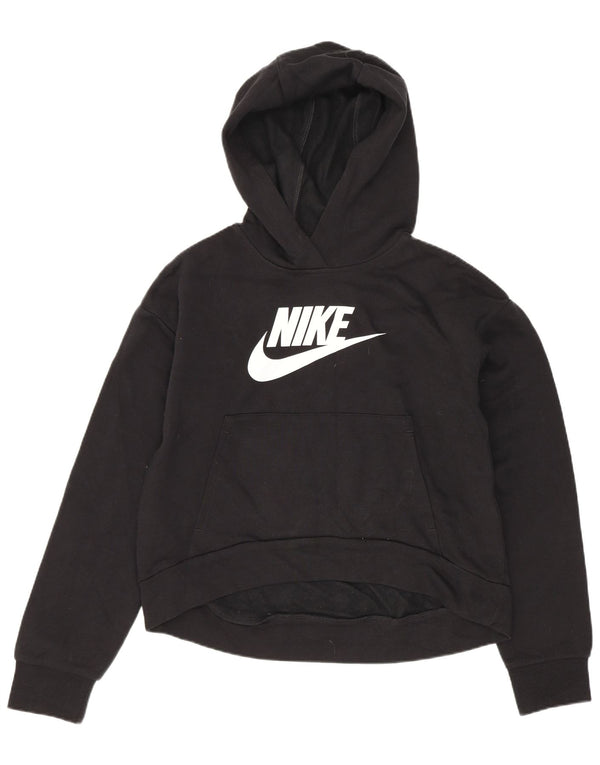 Felpa con cappuccio grafica Nike per ragazze 12-13 anni, grande, cotone nero
