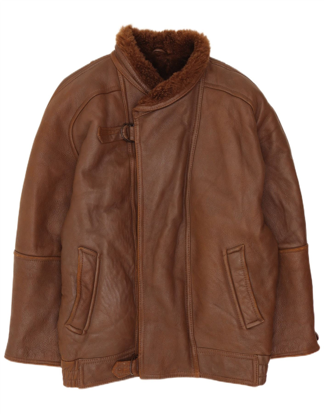 Giacca in shearling vintage da uomo UK 42 XL Marrone