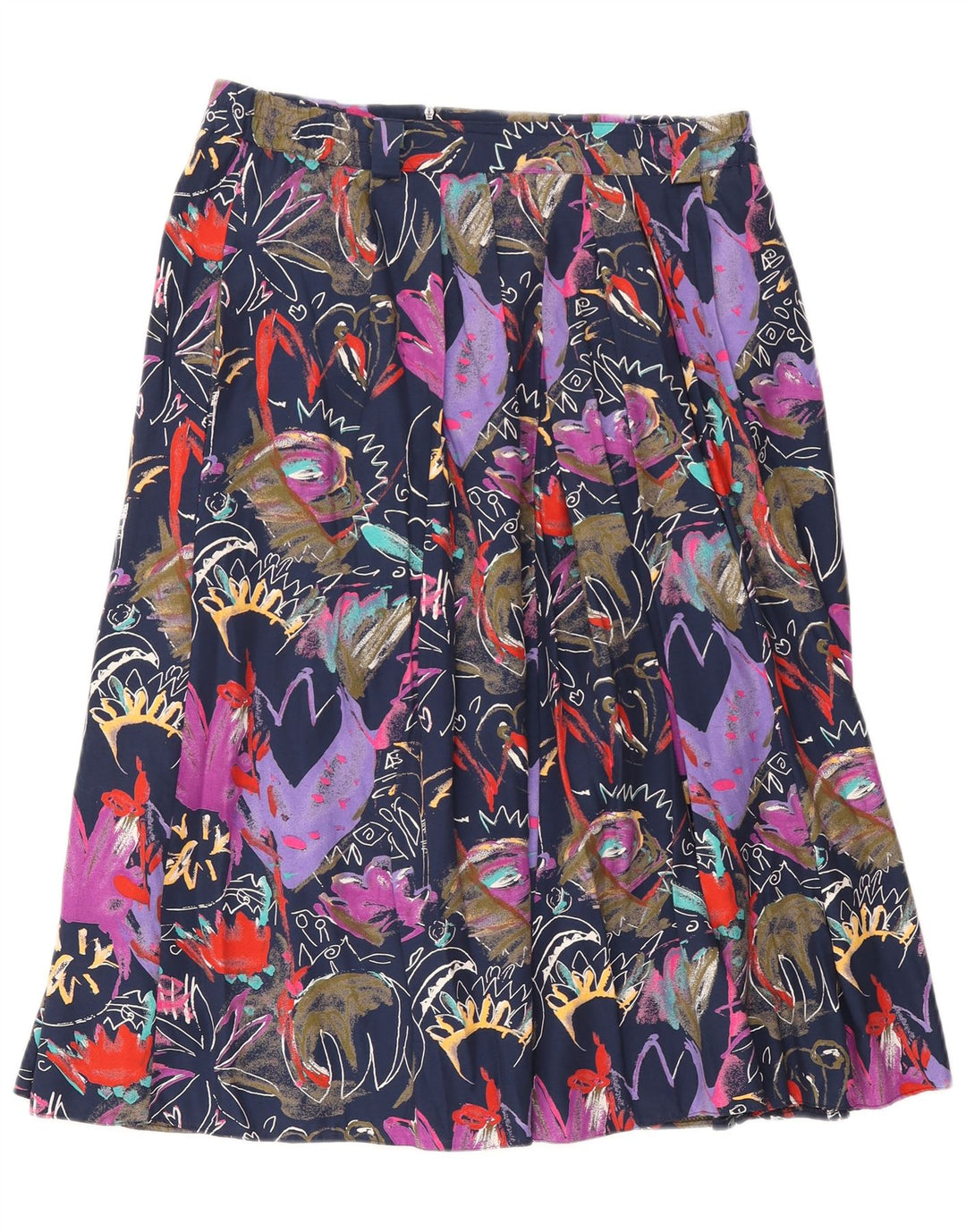 Gonna svasata da donna vintage con motivo astratto EU 42 grande W30 multicolore