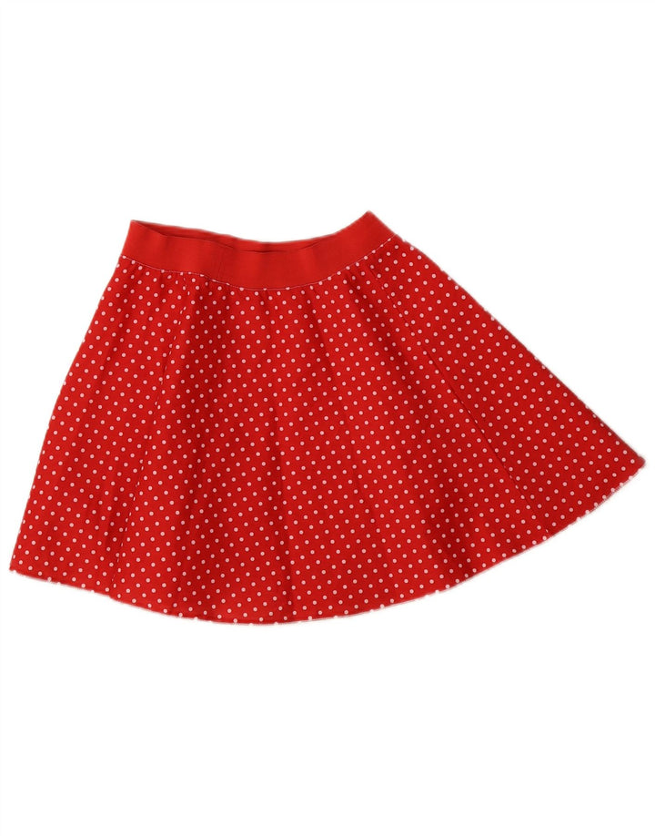 Gonna a trapezio da donna vintage media W28 poliestere maculato rosso