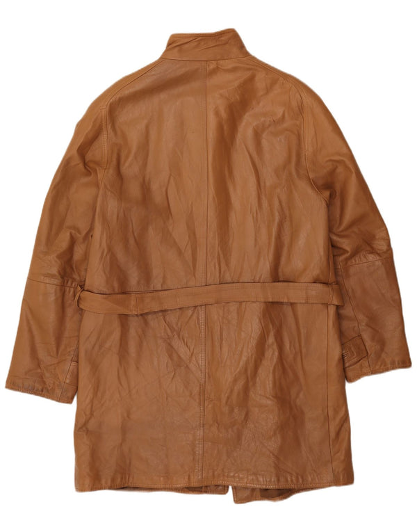Cappotto in pelle vintage da uomo IT 52 XL in pelle marrone