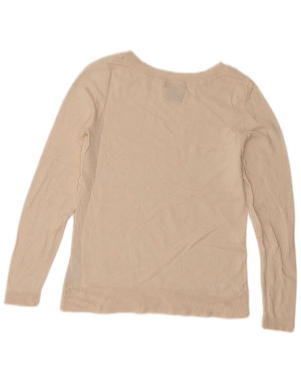 Massimo Dutti Maglione da donna con scollo a barchetta UK 6 XS Beige Cotton