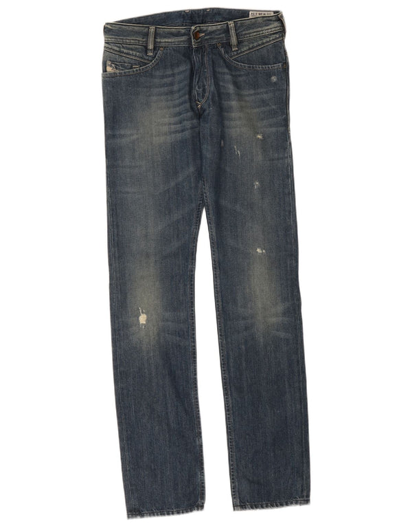 Jeans slim da uomo Diesel Poiak effetto consumato W28 L34 cotone blu