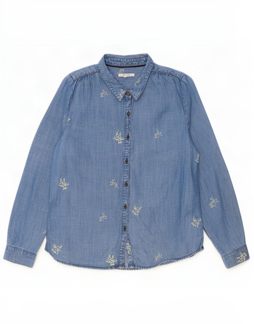 Camicia di jeans da donna White Stuff UK 12 Lyocell floreale blu medio