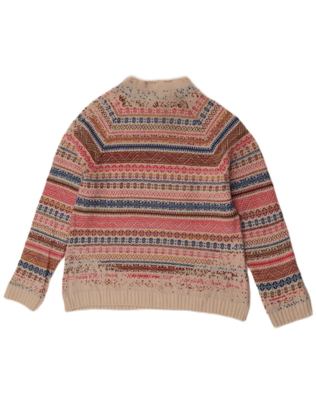 Maglione maglione da donna a collo alto Benetton UK 14 medio multicolore