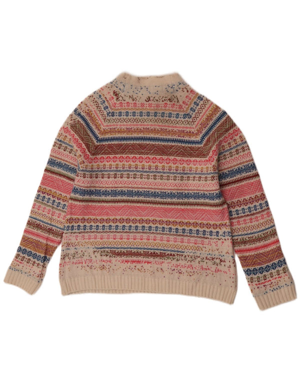 Maglione maglione da donna a collo alto Benetton UK 14 medio multicolore