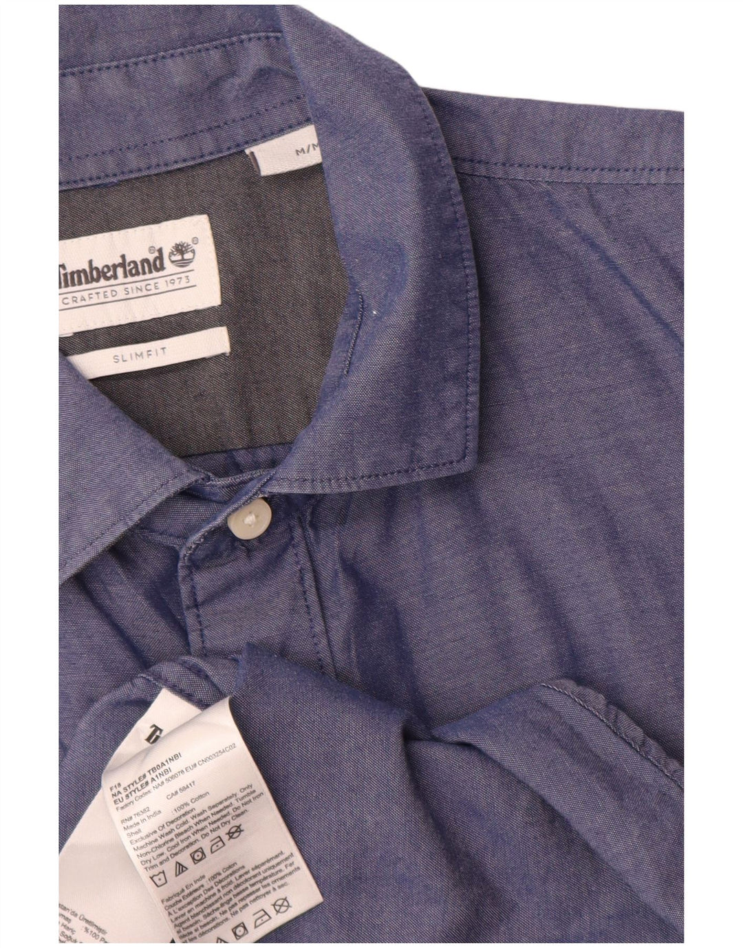 Camicia slim fit a maniche corte da uomo Timberland in cotone blu medio