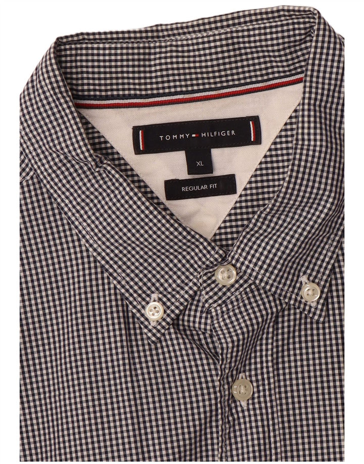 TOMMY HILFIGER Camicia da uomo vestibilità regolare XL a quadretti grigi