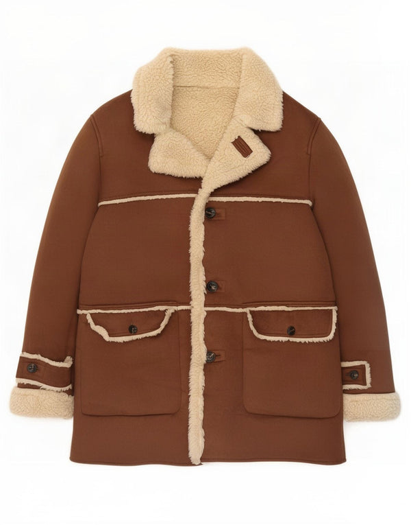 Giacca Sherpa da uomo Zara UK 42 XL Poliestere marrone