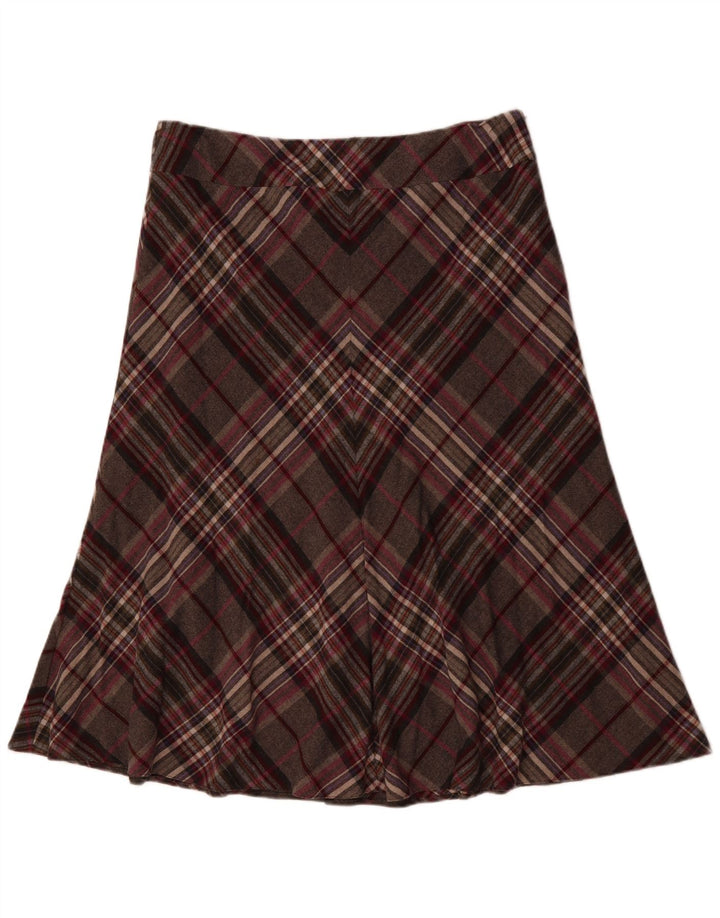 VIYELLA Gonna a trapezio da donna UK 16 Grande W36 Lana a quadri grigia