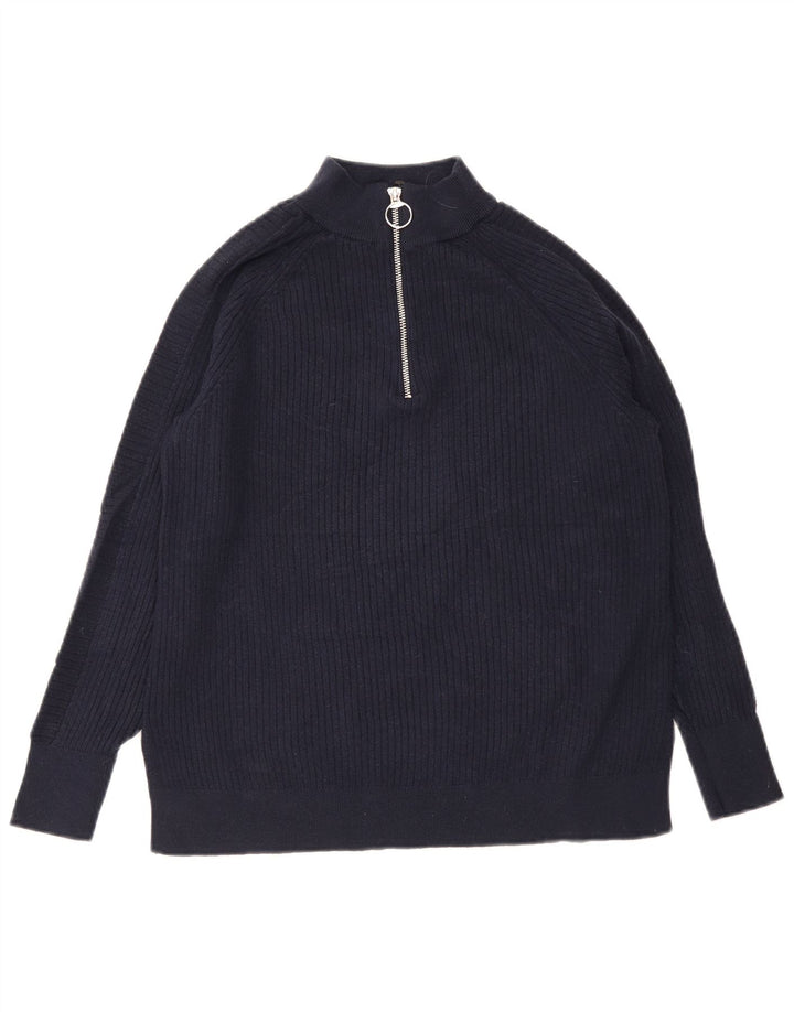 Maglione da donna Marks & Spencer con zip e collo UK 14 medio blu navy