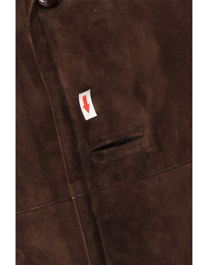 Cappotto vintage in shearling da uomo UK 38 in pelle scamosciata marrone medio