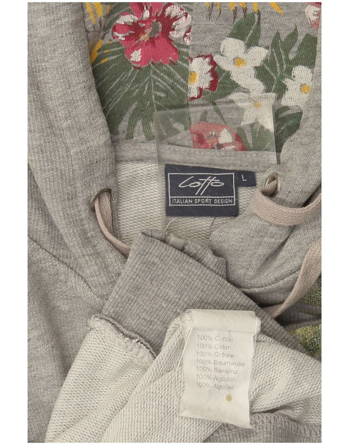 Maglione con cappuccio e zip da donna LOTTO UK 14 grande cotone grigio