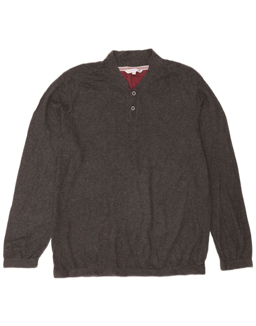Maglione da uomo con collo abbottonato Fat Face XL in cotone grigio