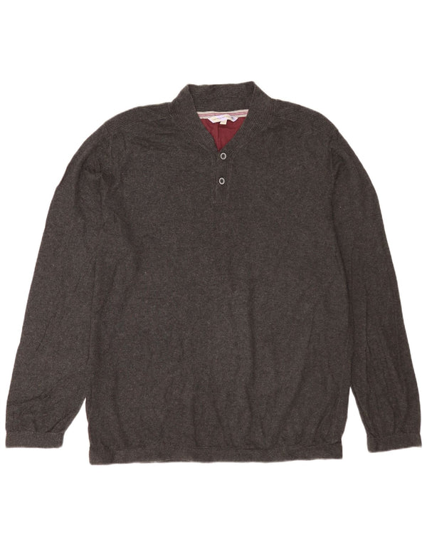 Maglione da uomo con collo abbottonato Fat Face XL in cotone grigio
