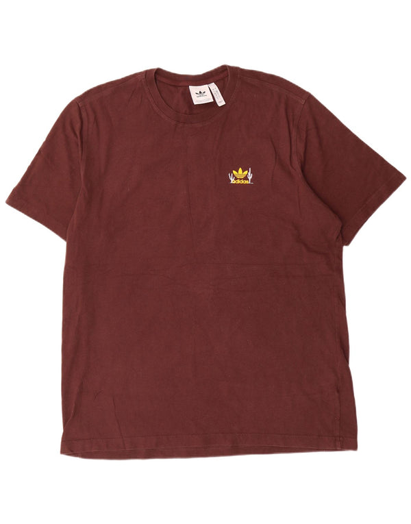 T-shirt grafica da uomo Adidas Top grande in cotone marrone