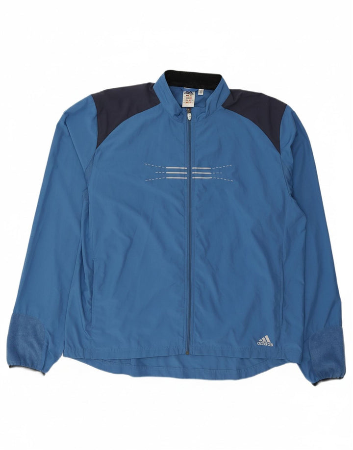 ADIDAS Mens Tracksuit Top Jacket XL Blue Colourblock Polyester