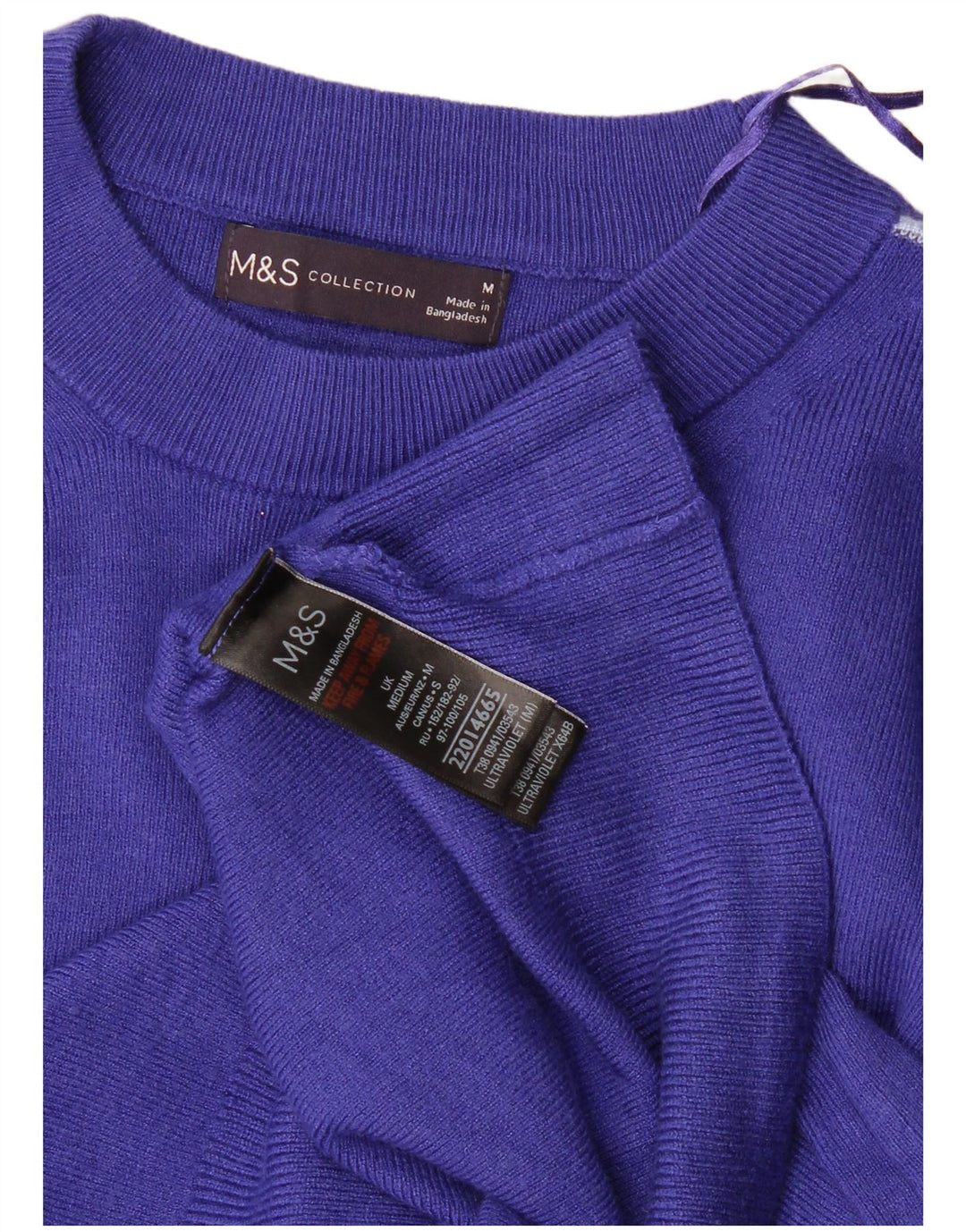 Maglione maglione girocollo da donna Marks & Spencer UK 14 Viscosa blu medio