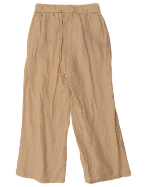 Pantaloni cropped da donna Benetton a gamba larga XS W25 L25 Lino beige