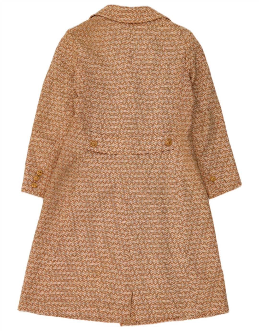 Cappotto vintage da donna UK 10 piccolo beige geometrico