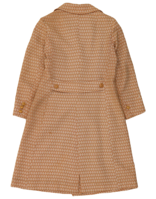 Cappotto vintage da donna UK 10 piccolo beige geometrico