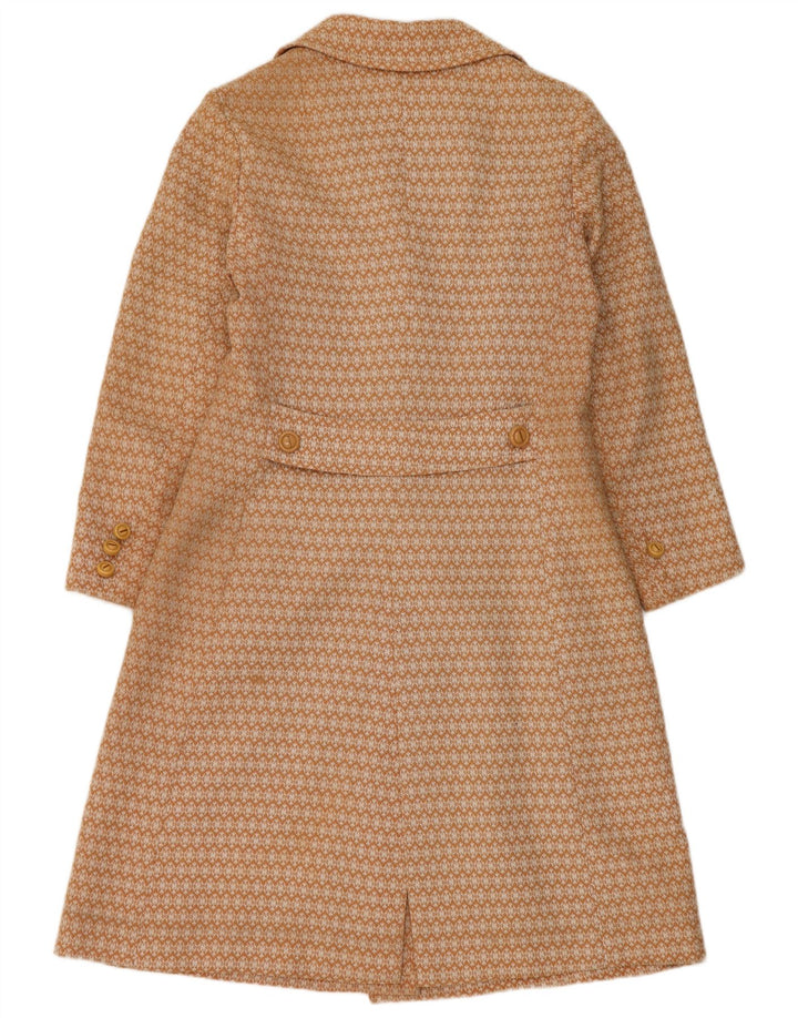 Cappotto vintage da donna UK 10 piccolo beige geometrico