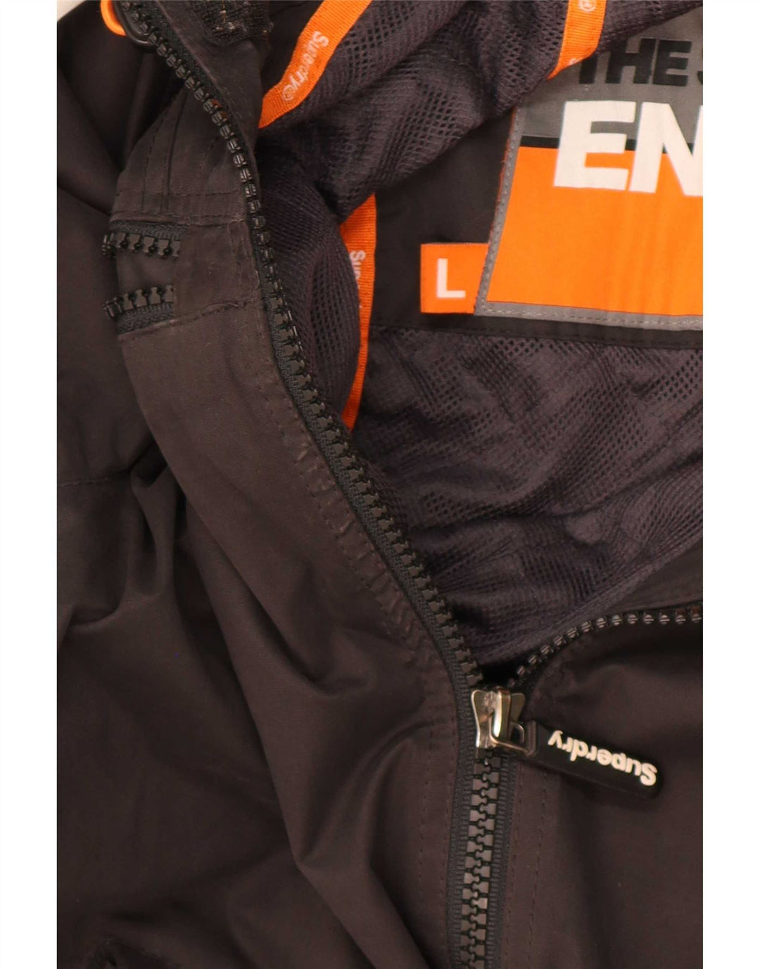 Giacca a vento con cappuccio da uomo Superdry UK 40 grande poliestere nero