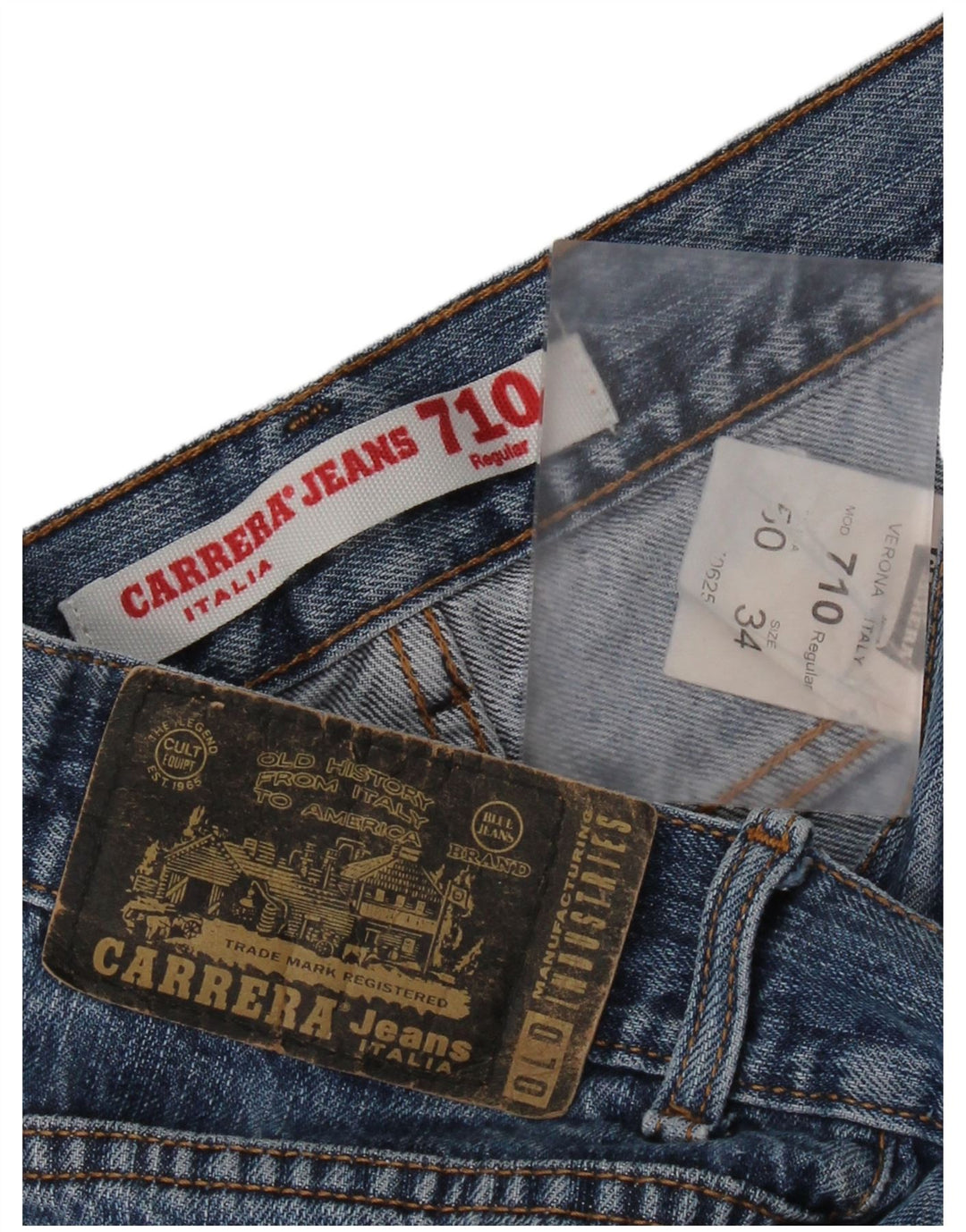 Jeans dritti regolari da uomo Carrera 710 W34 L28 cotone blu
