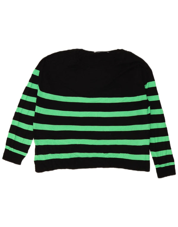 Maglione Zara da donna con scollo a barca UK 18 XL viscosa a righe nere