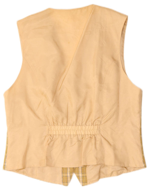 Gilet vintage da donna UK 18 XL in viscosa a quadri beige