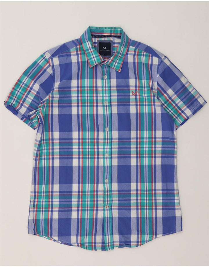 Crew Clothing Camicia a maniche corte da uomo in cotone a quadri blu grandi