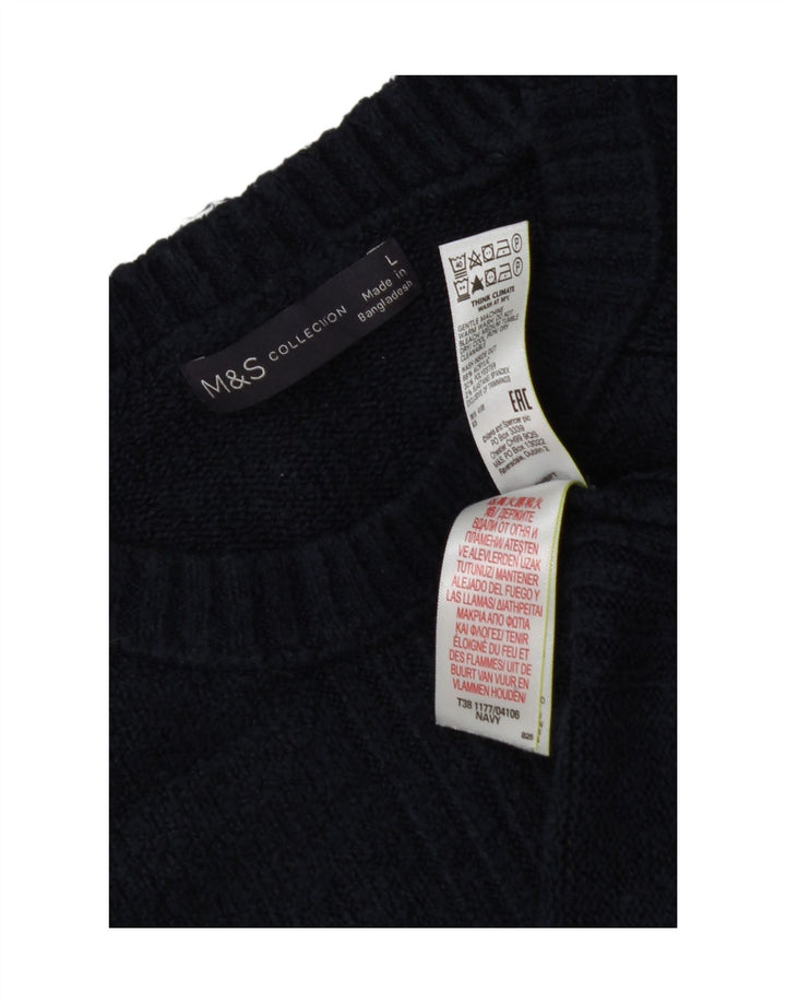MARKS & SPENCER Womens Crew Neck Jumper Sweater UK 16 Large Navy Blue Vintage Marks & Spencer and Second-Hand Marks & Spencer from Messina Hembry 