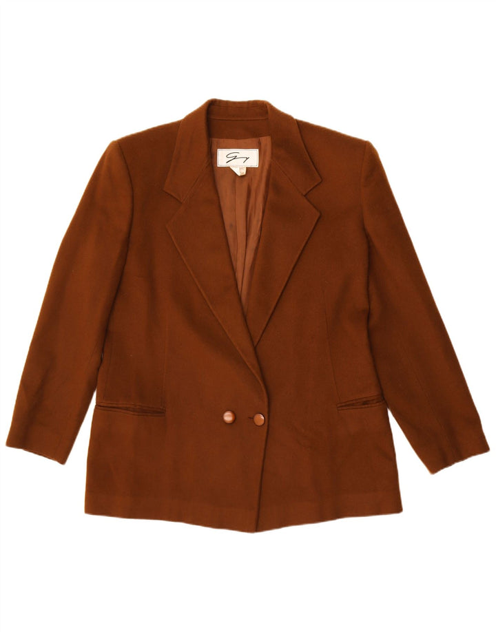 Giacca blazer doppiopetto da donna Genny UK 14 Lana marrone medio