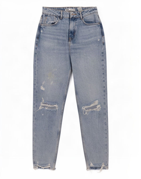 Jeans affusolati in difficoltà da donna Zara EU 38 Small W28 L27 cotone blu