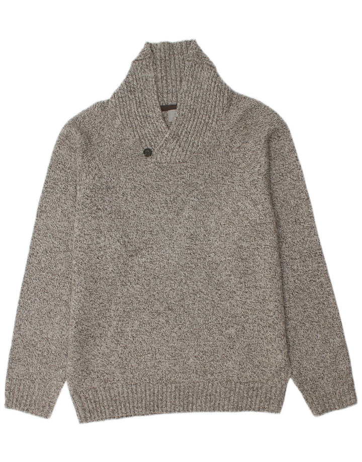 Maglione da uomo Marks & Spencer con collo a scialle grigio medio screziato