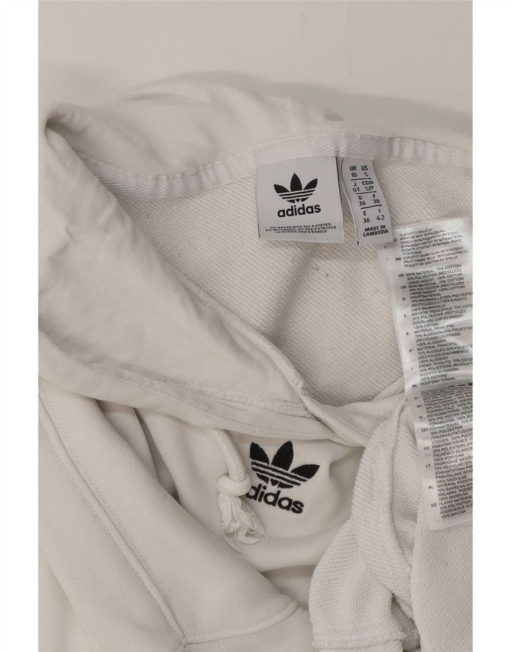 Maglione corto con cappuccio oversize da donna ADIDAS UK 10 piccolo cotone bianco