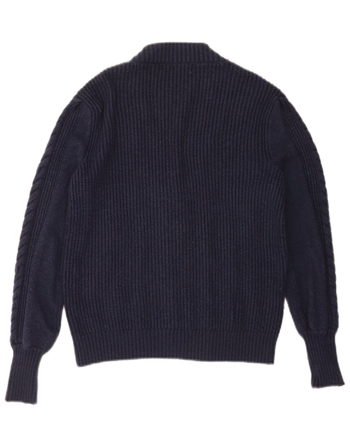 Maglione cardigan da donna Marks & Spencer UK 10 piccolo in viscosa blu navy