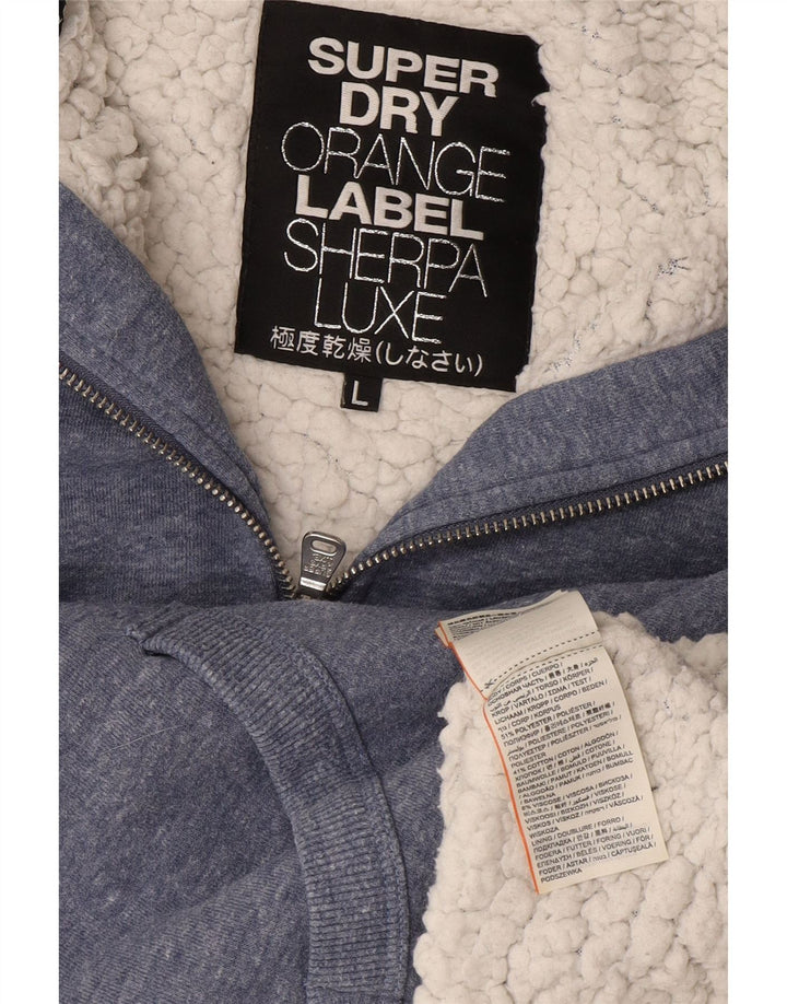 Maglione con cappuccio e zip da donna Superdry UK 16 Large Blu Poliestere