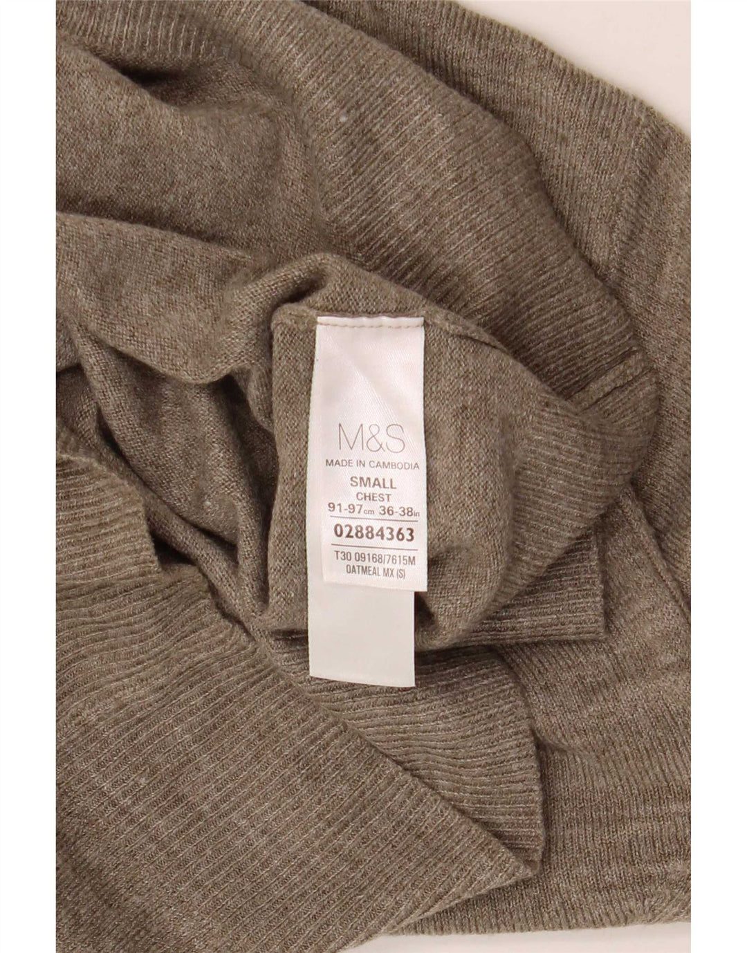 Maglione da uomo con scollo a V Marks & Spencer piccolo acrilico screziato beige