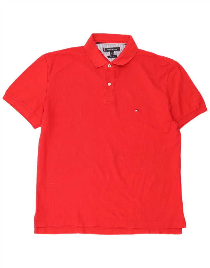Polo da uomo vestibilità regolare Tommy Hilfiger XL in cotone rosso
