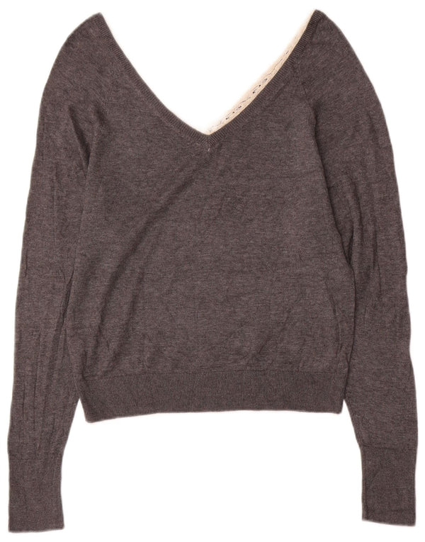 Maglione con scollo a V da donna Zara UK 10 piccolo grigio