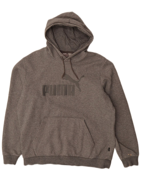 Felpa con cappuccio grafica da uomo Puma Large in cotone grigio