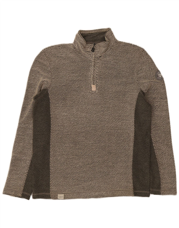 Felpa con collo con zip grafica da uomo Weird Fish, maglione color grigio medio