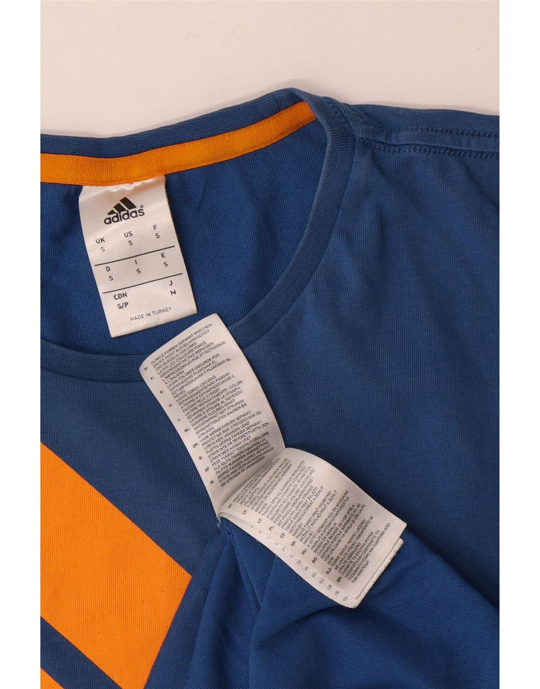 T-shirt grafica da uomo Adidas Top piccola in cotone blu