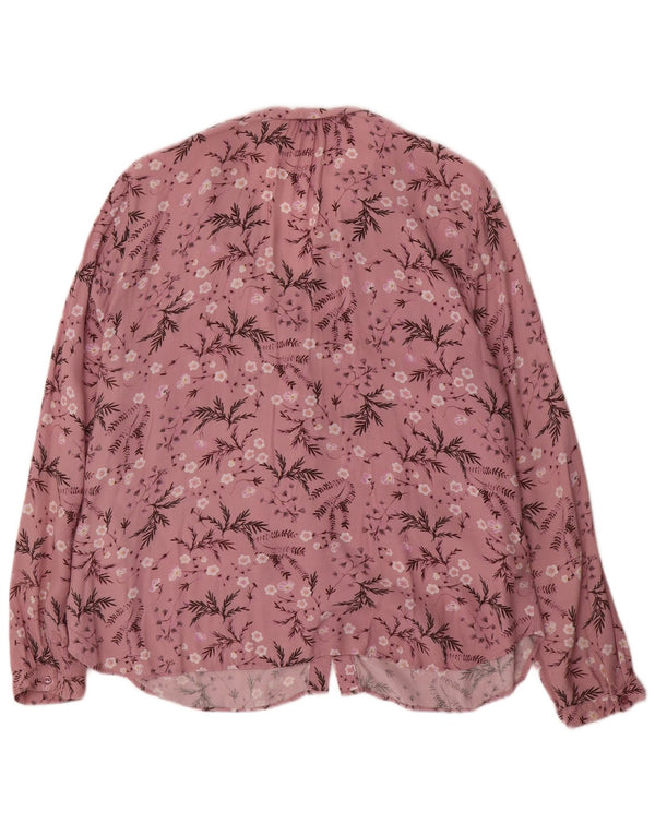 Laura Ashley Camicia da donna Camicetta UK 18 XL Viscosa floreale rosa