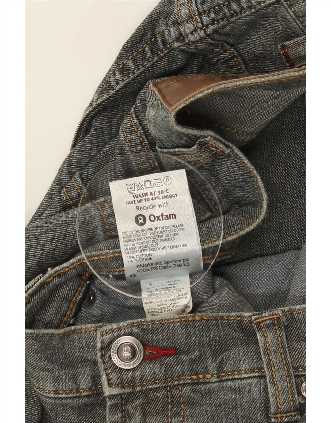 Jeans dritti da uomo Marks & Spencer W34 L29 cotone grigio