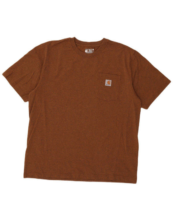 T-shirt Carhartt da uomo ampia e vestibilità larga, in cotone chiazzato marrone grande