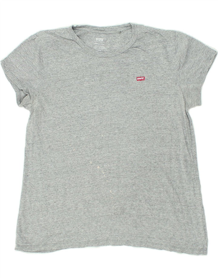 LEVI'S Womens Perfect Crew T-Shirt Top UK 16 Large Grey | Vintage Levi's | Thrift | Second-Hand Levi's | Used Clothing | Messina Hembry 